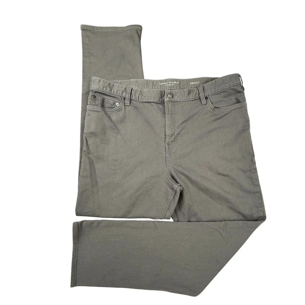 Banana Republic Traveler Slim Fit Grey Pants Stretch Five Pocket Mens 38x32